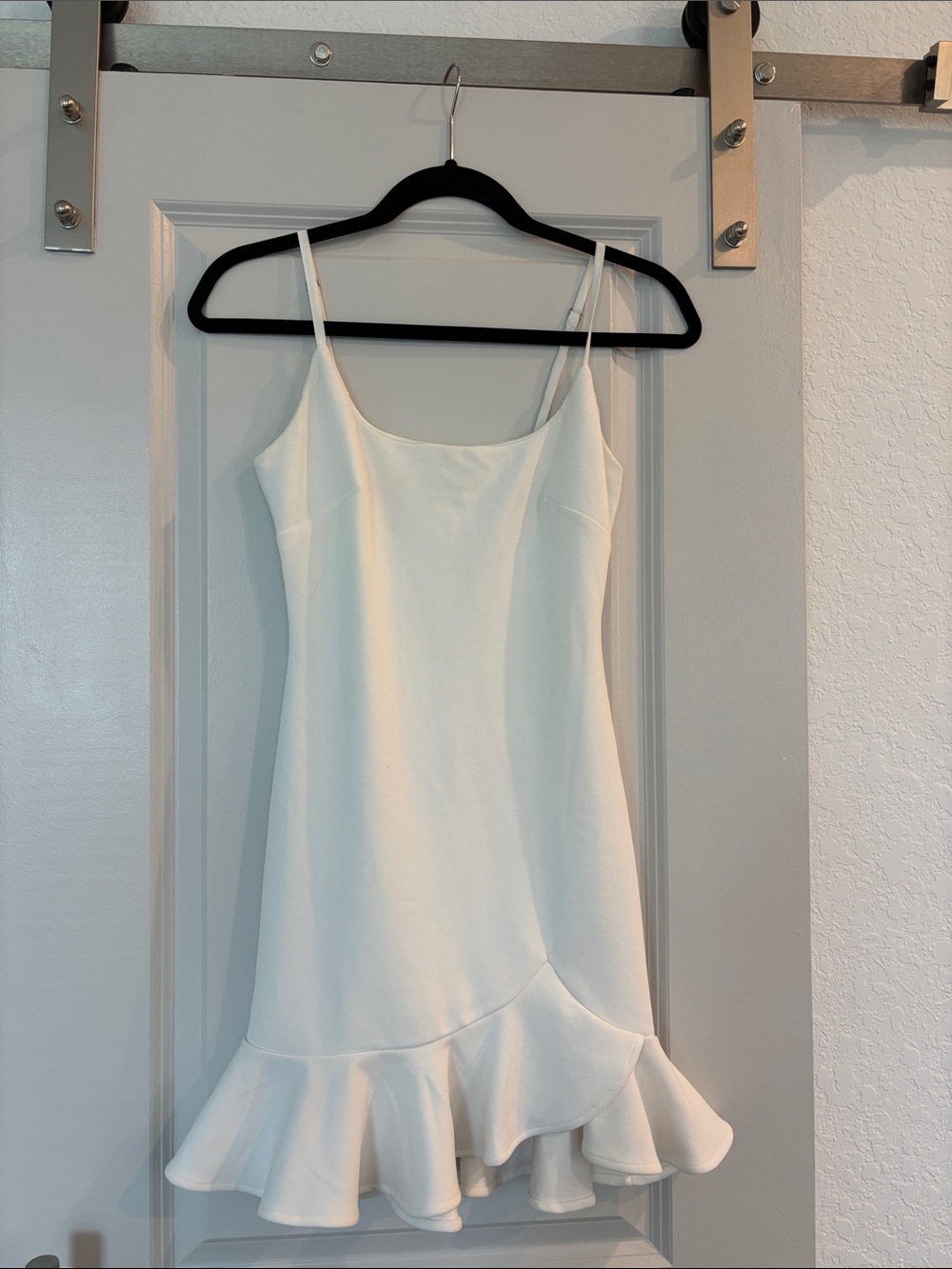 Hello Molly White Ruffle Hem Slip Dress